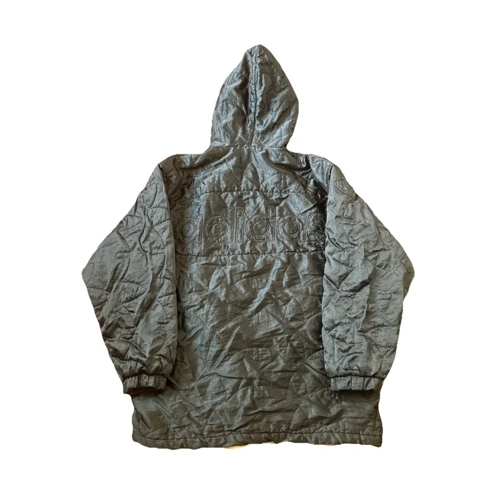 Vtg.‎ Adidas Reversible Lined Windbreaker Puffer Jacket Mens Medium Black  Y2K